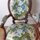 Pair armchairs Louis Philippe solid floral mahogany