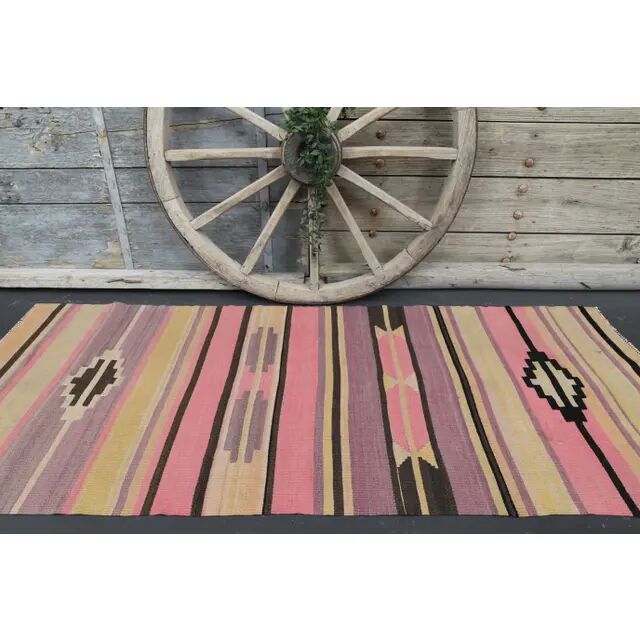 Vintage Turkish Oushak Handmade Wool Cotton Purple Runner Rug 93x234
