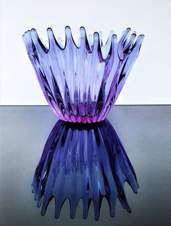 Vase - Grande Coupe en Cristal Violet • Vintage • Cristallerie de Bayel  • 1950