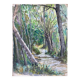 Tableau aquarelle "Sentier en forêt" école du XX° siècle