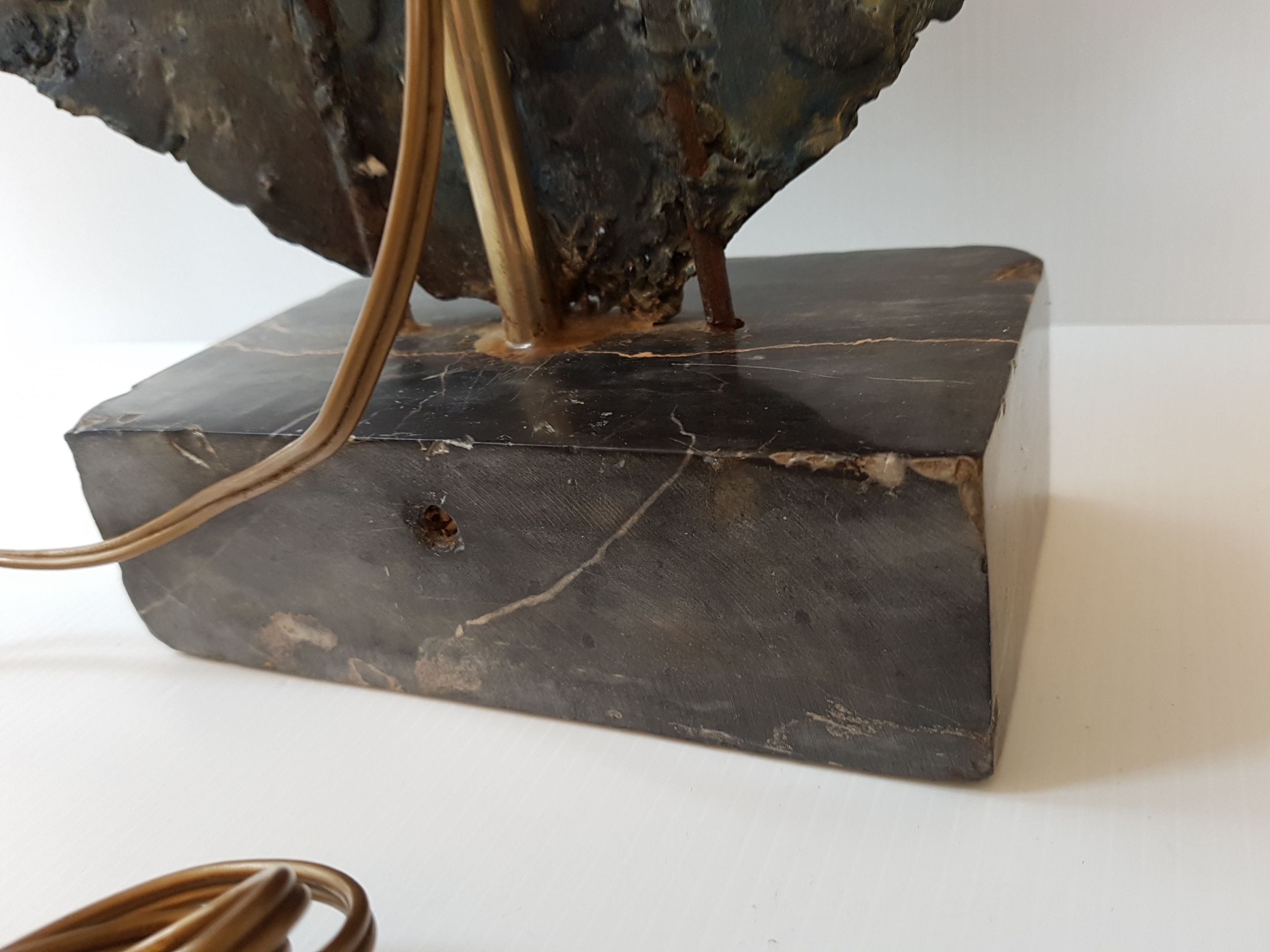 Table lamp in bronze & marble 1970