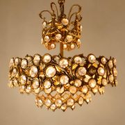 Brass and crystal chandelier plated with 24K gold PALWA, Germany, 1960s-70s.