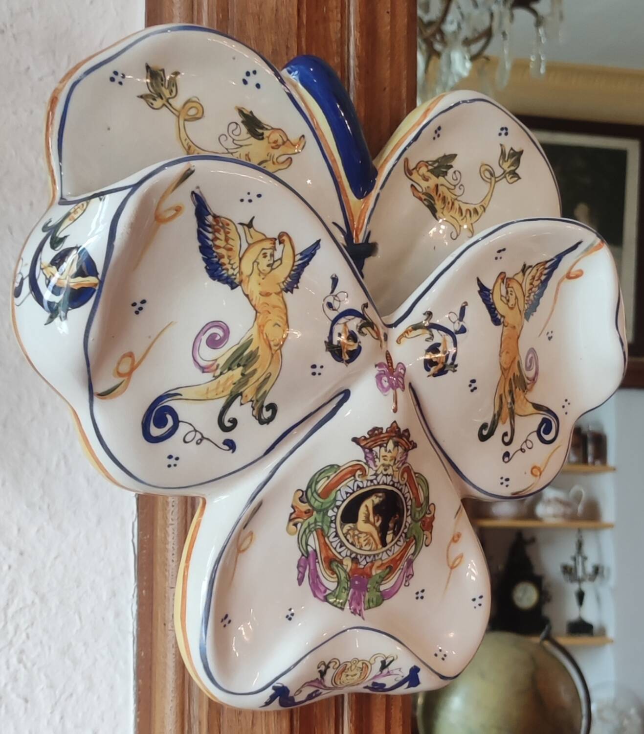 Old ceramic flower girl wall vase