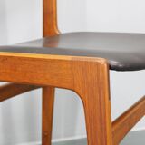 1960s Set Of 6 Teak Dining Chairs in Leatherette , Denmark