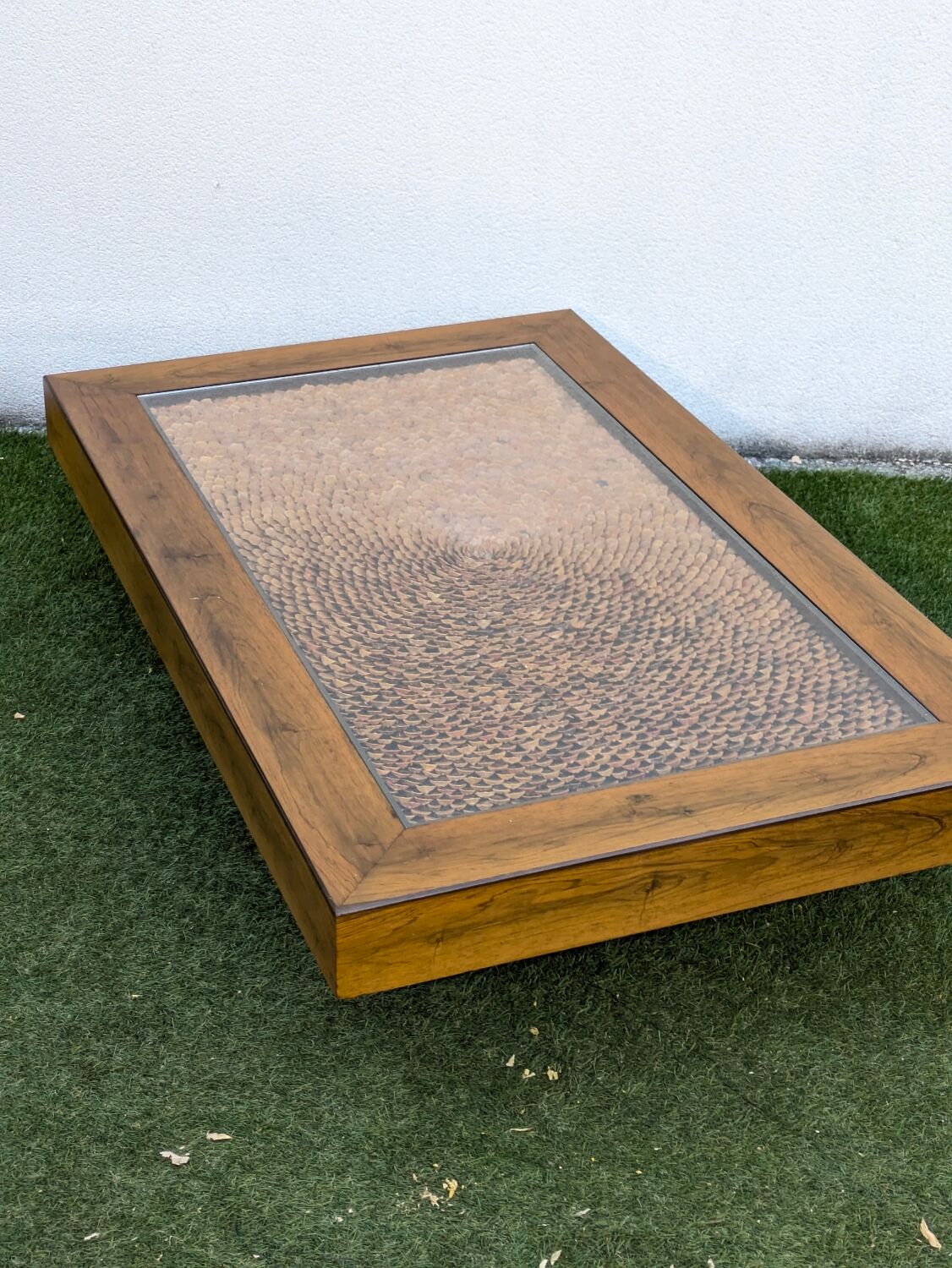 Roméo Rega Coffee Table, Pine Scales, Vintage 1970 Design