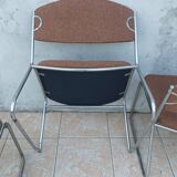 Set of 6 vintage low chairs in chrome metal
