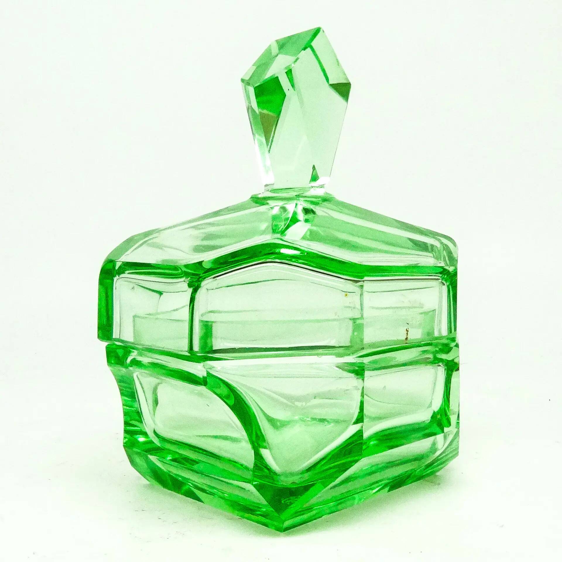 Art Deco bonbonniere, glass, Moser, Czechoslovakia, 1930s