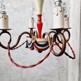 Ancien lustre montgolfière banniere française années 50
