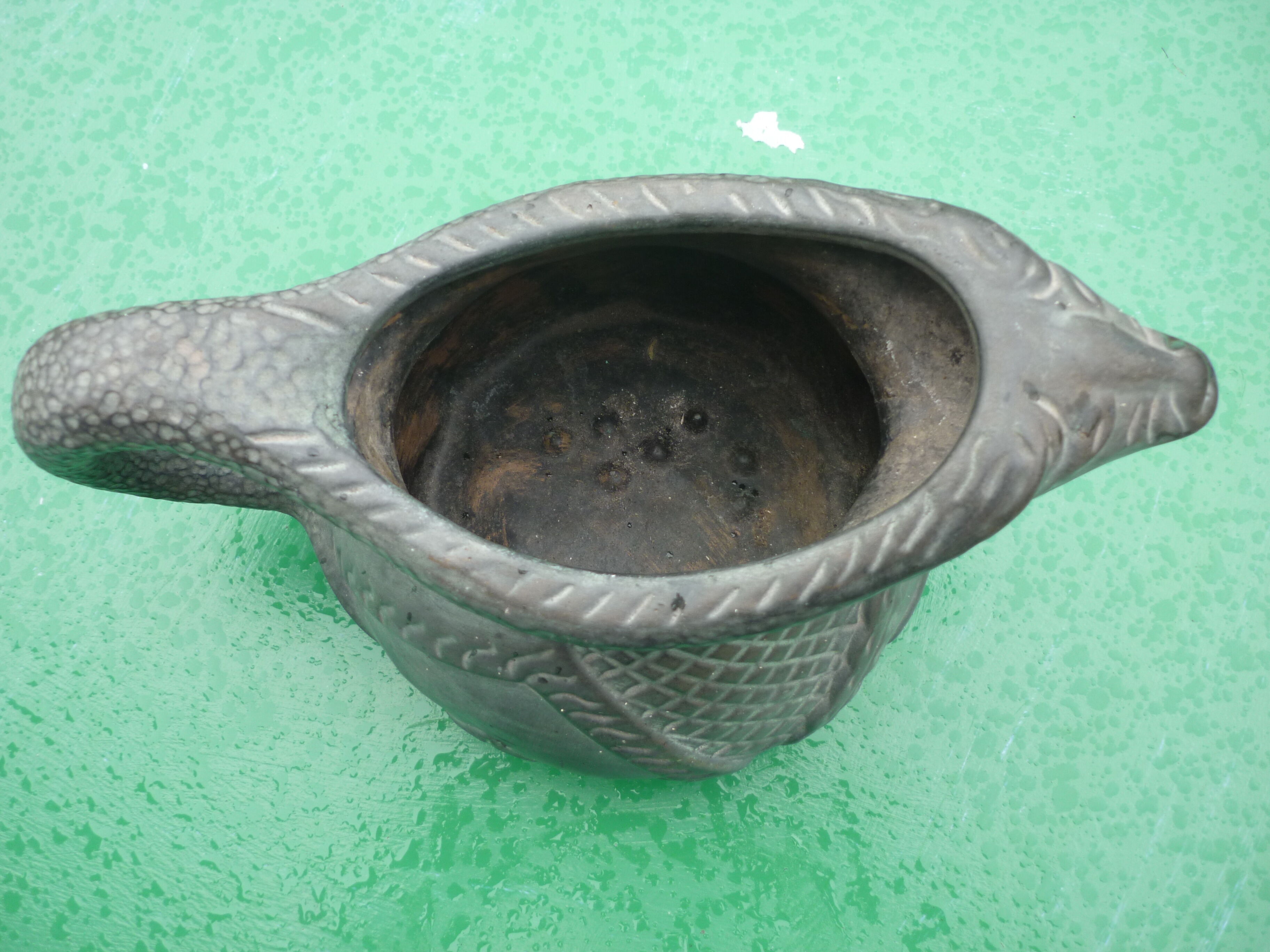 Zoomorphic painted plaster or stoneware pitcher