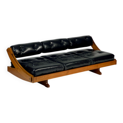 Canapé-lit en cuir vintage GS 195 par Gianni Songia pour Sormani