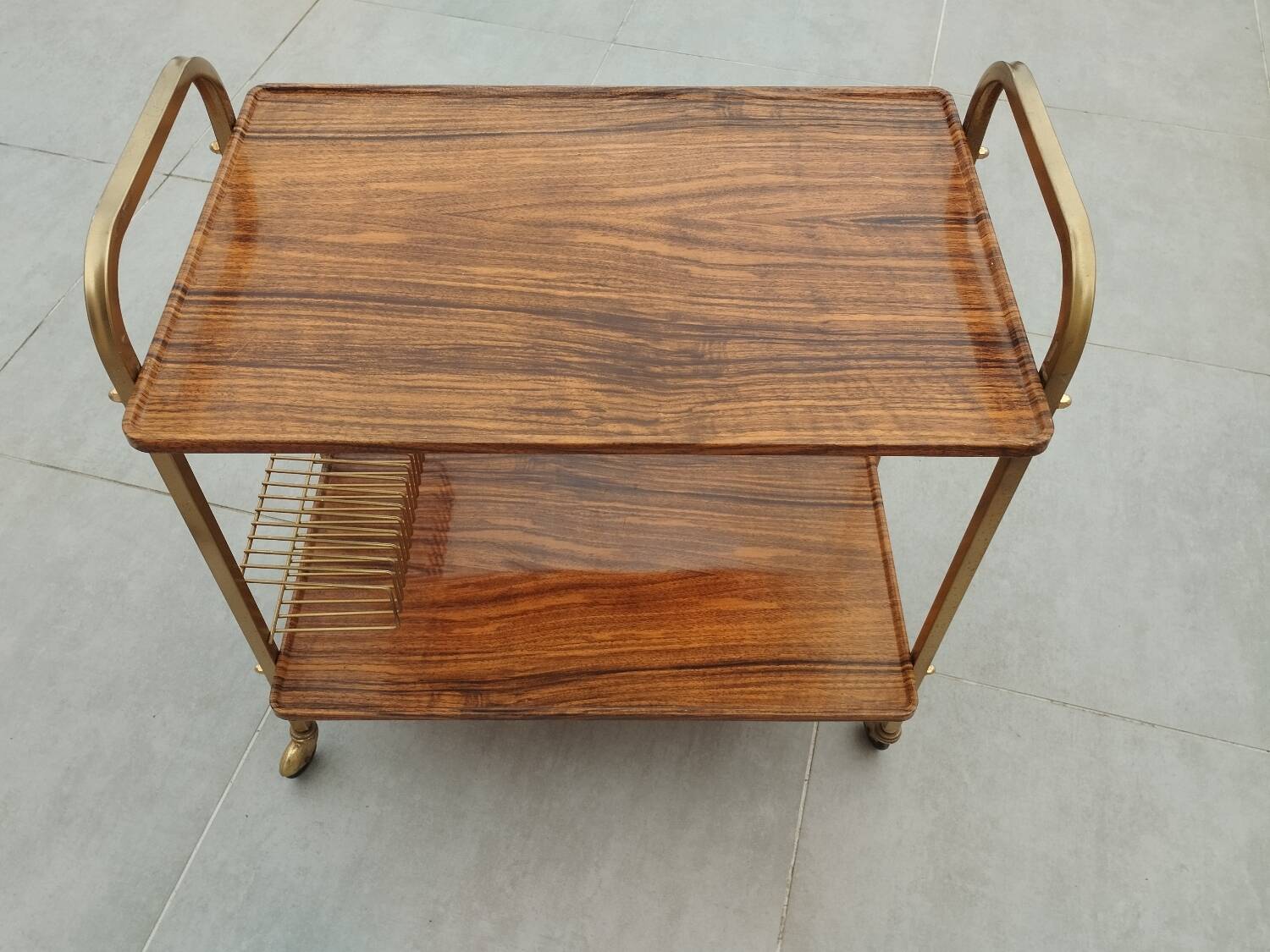 Old vintage trolley on wheels