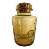 La Rochère amber bubbled glass pot