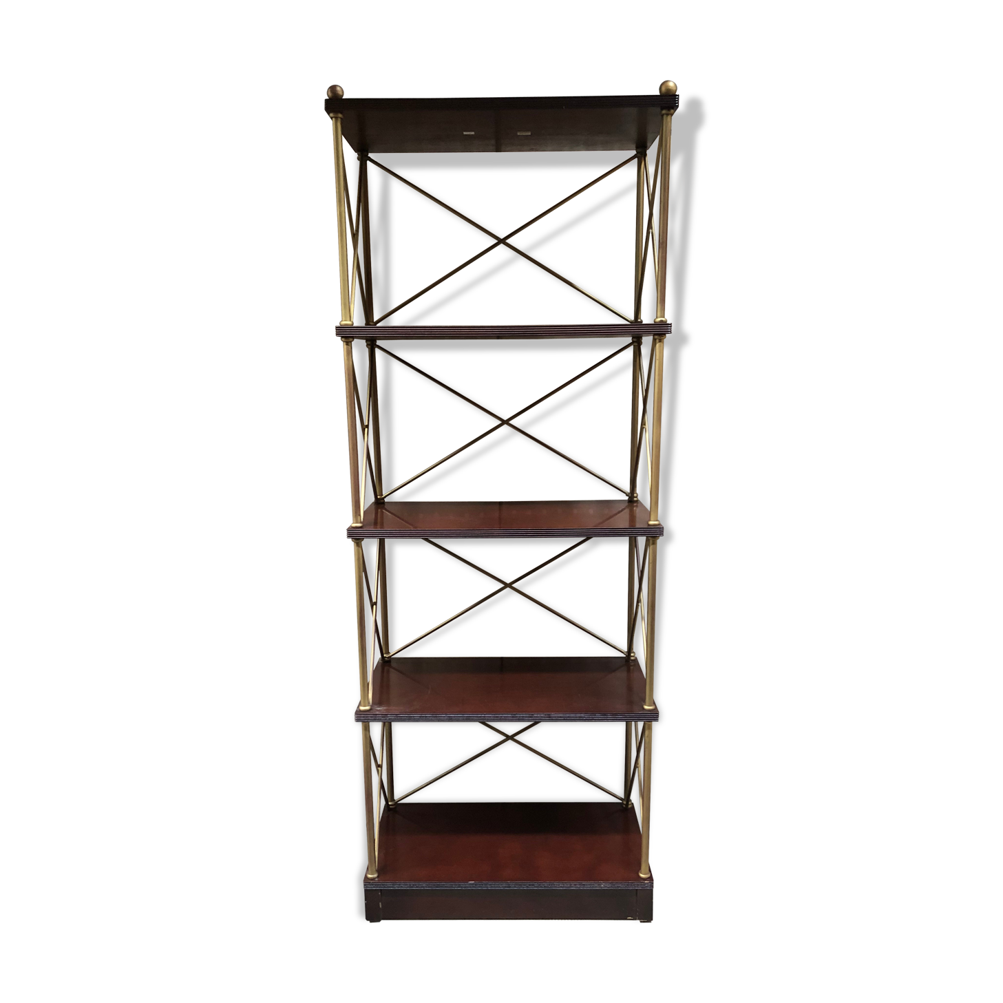 Mahogany and gold metal shelf