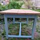 Farm table in oak rough tray vitrify Nordic green foot a drawer covered