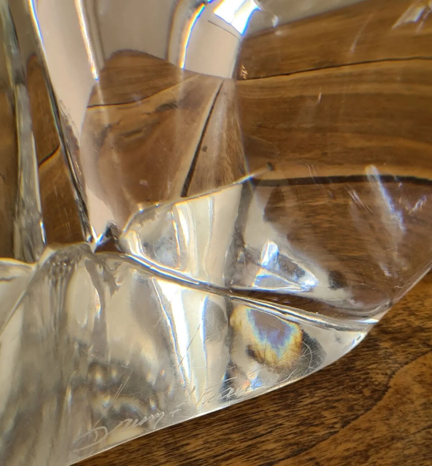 Daum 3-branched crystal candle holder