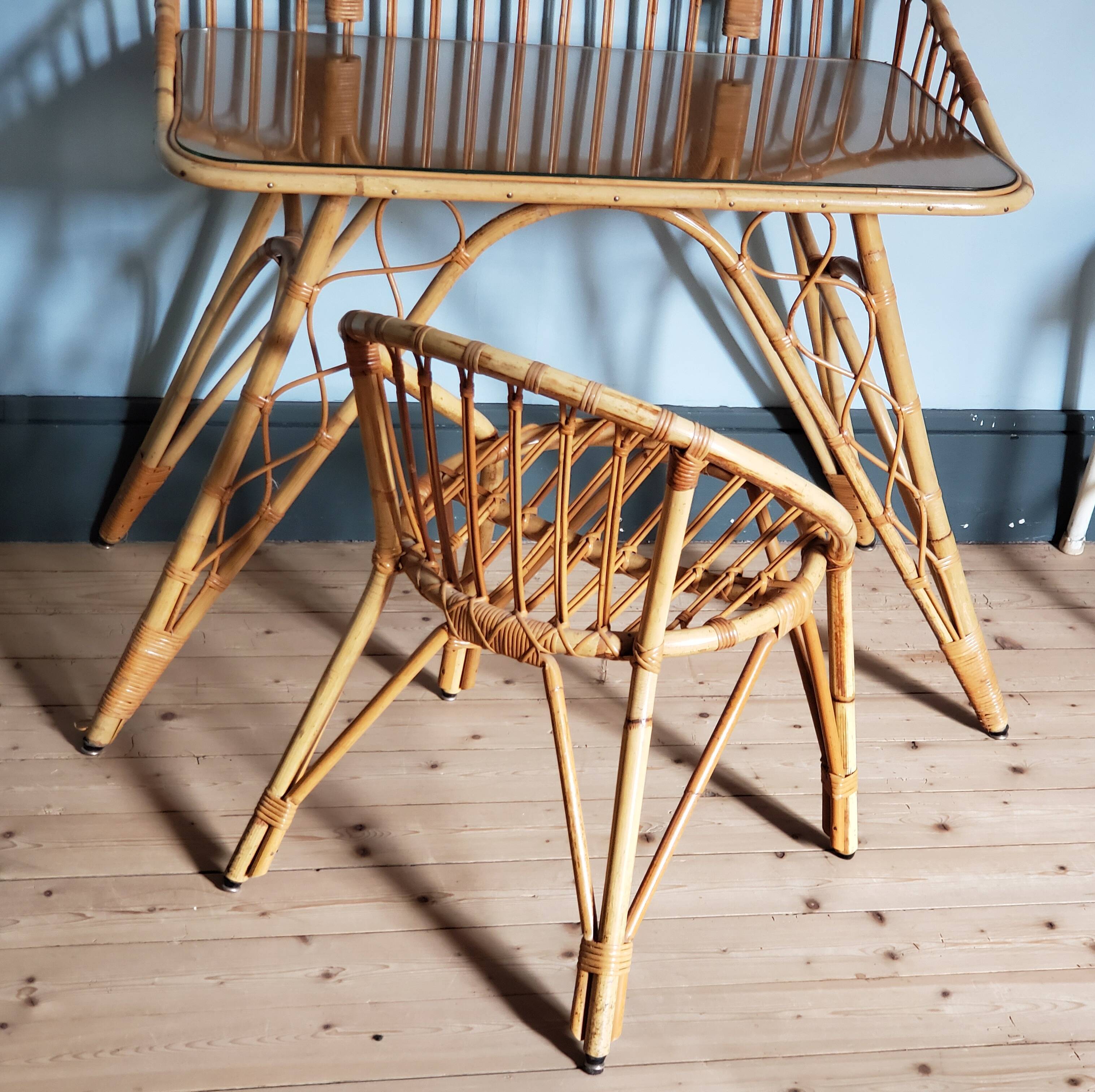 Rattan dressing table and chair 1960