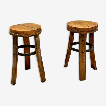 Pair of handmade stools, France 1950