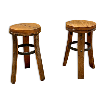 Pair of handmade stools, France 1950