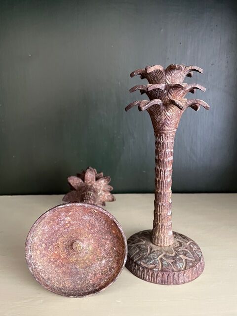 Pair of iron candle holders