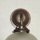 French vintage bronze effect single wall light with opaque beaded glass shade.