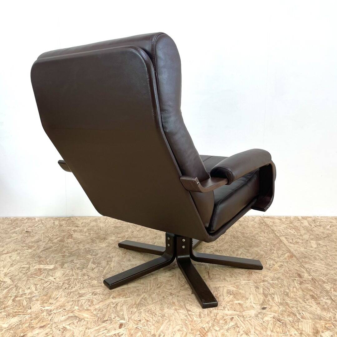 Mid Century Leather Swivel Chairs by Kebe