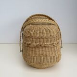 Panier en rotin à couvercle et 2 anses