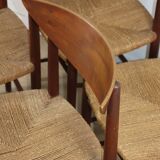 Set of 4 Scandinavian chairs by Peter Hvidt – teak & cord – 1960s