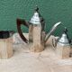 Art Deco coffee service, silver metal and rosewood