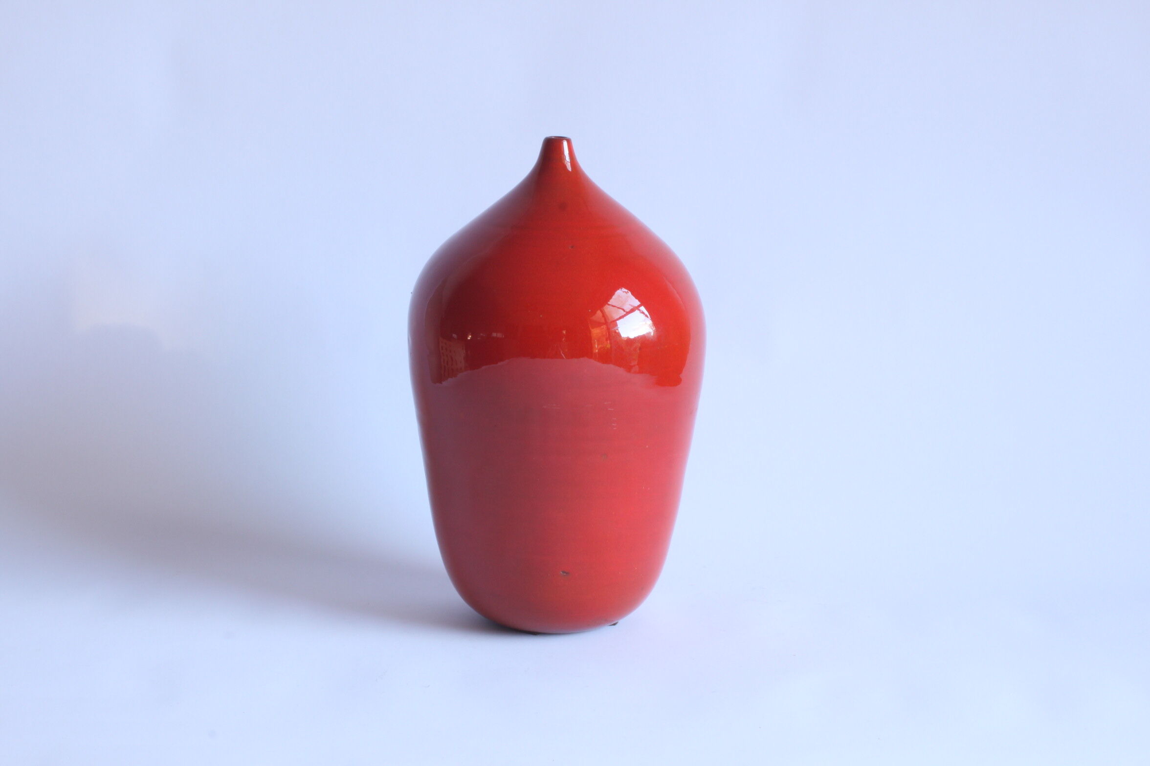 Red glazed ceramic vase by Paco, Belgium 1960s