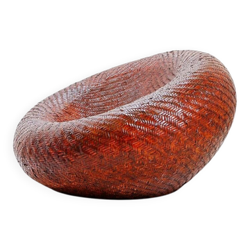 Fauteuil Cocoon  en rotin - France années 1970s