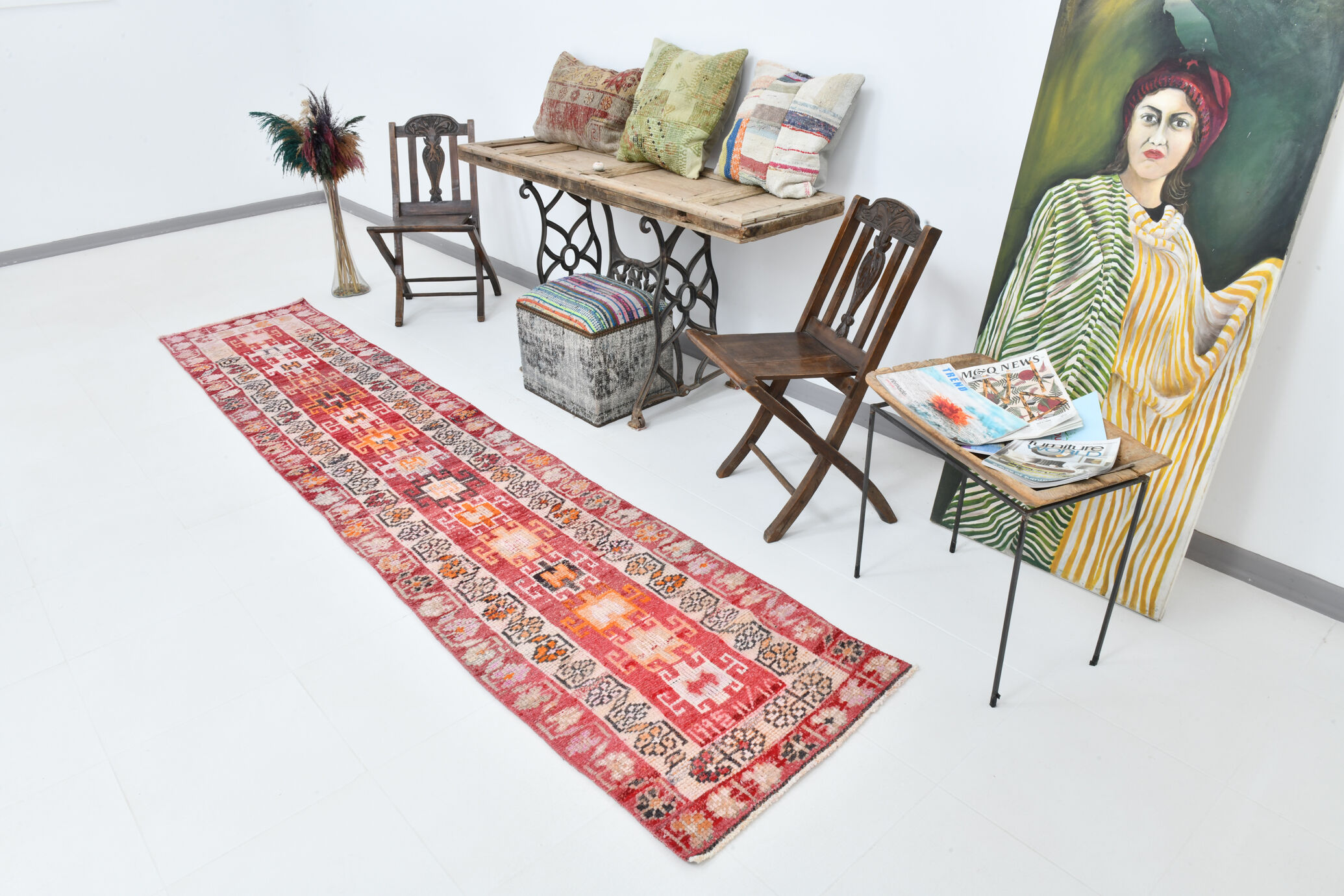 2x12 Vintage Long Runner Rug, 74x354Cm