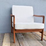 Original Scandinavian armchair, upholstered, beige corduroy, 1960s
