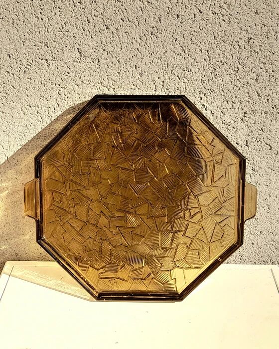 Plateau en verre fumé art déco