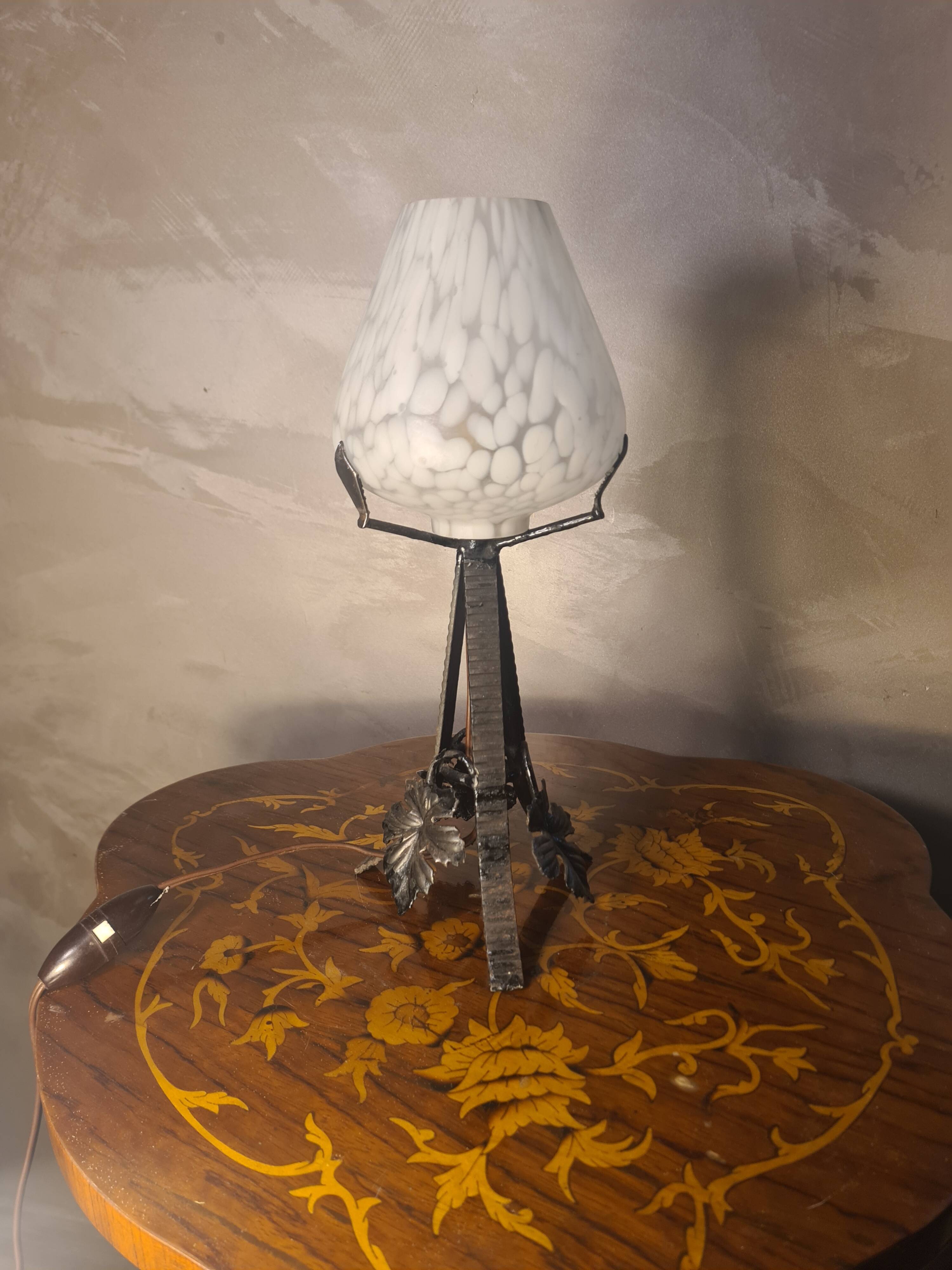Art Deco night light, wrought iron, 32x12, very good condition.