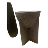 Side table in wood and polished concrete
