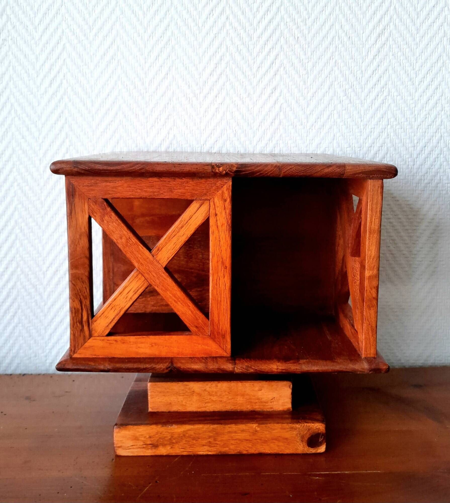 Small vintage teak revolving bookcase