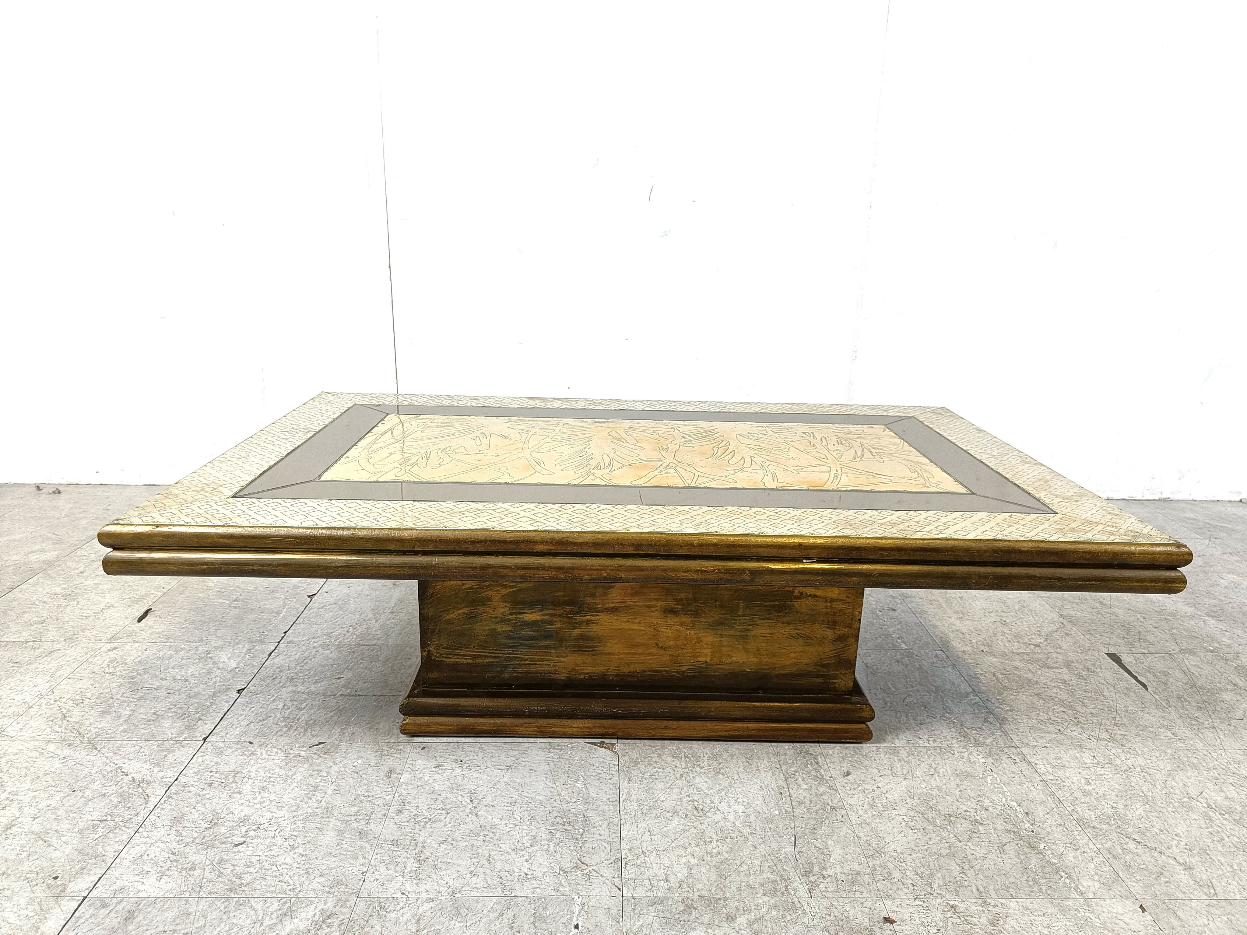Vintage brass coffee table by Rodolfo Dubarry, 1970s