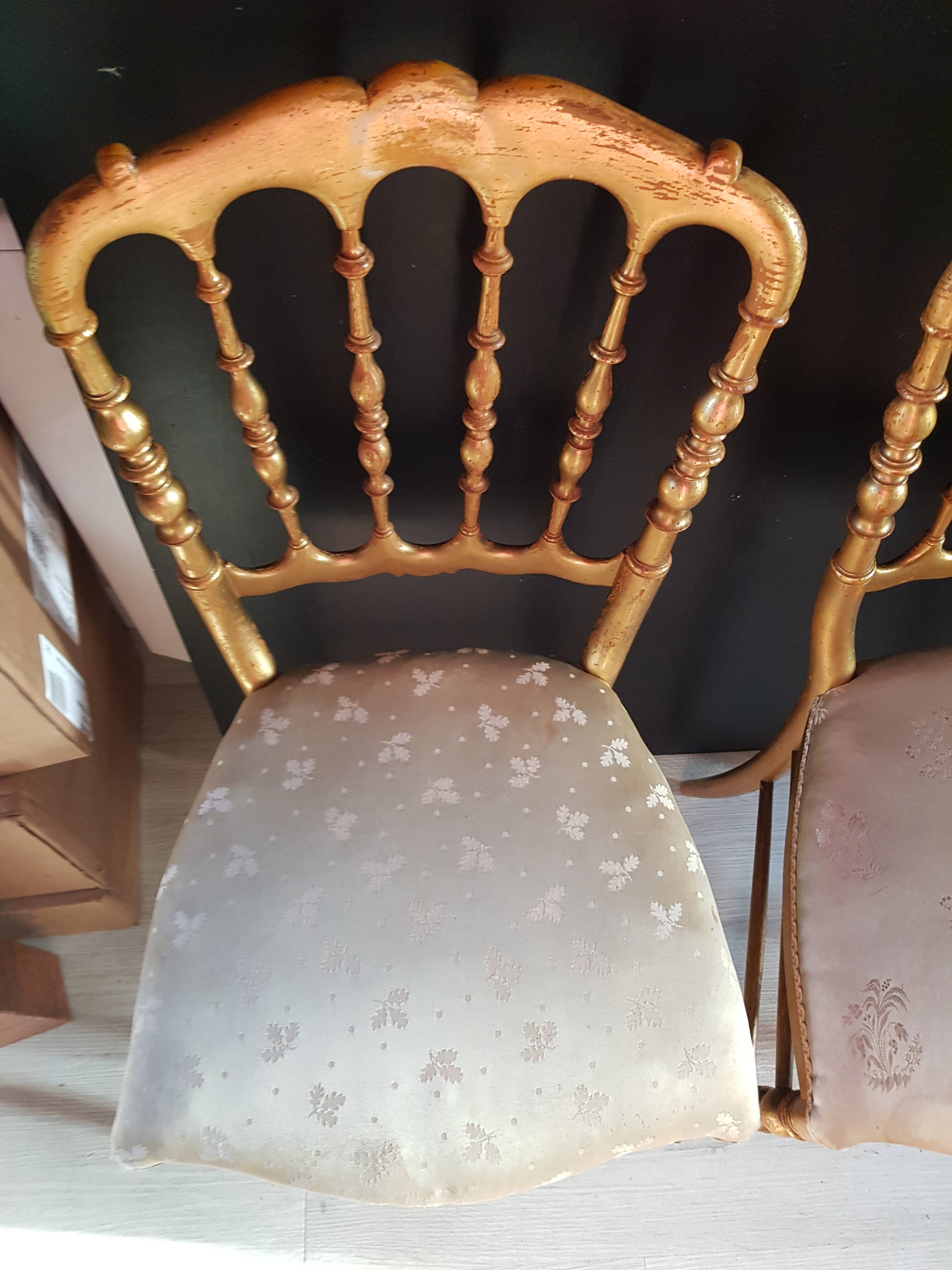 Set of 3 gilded chairs in Napoleon III style - Stamped Faubourg Saint Antoine