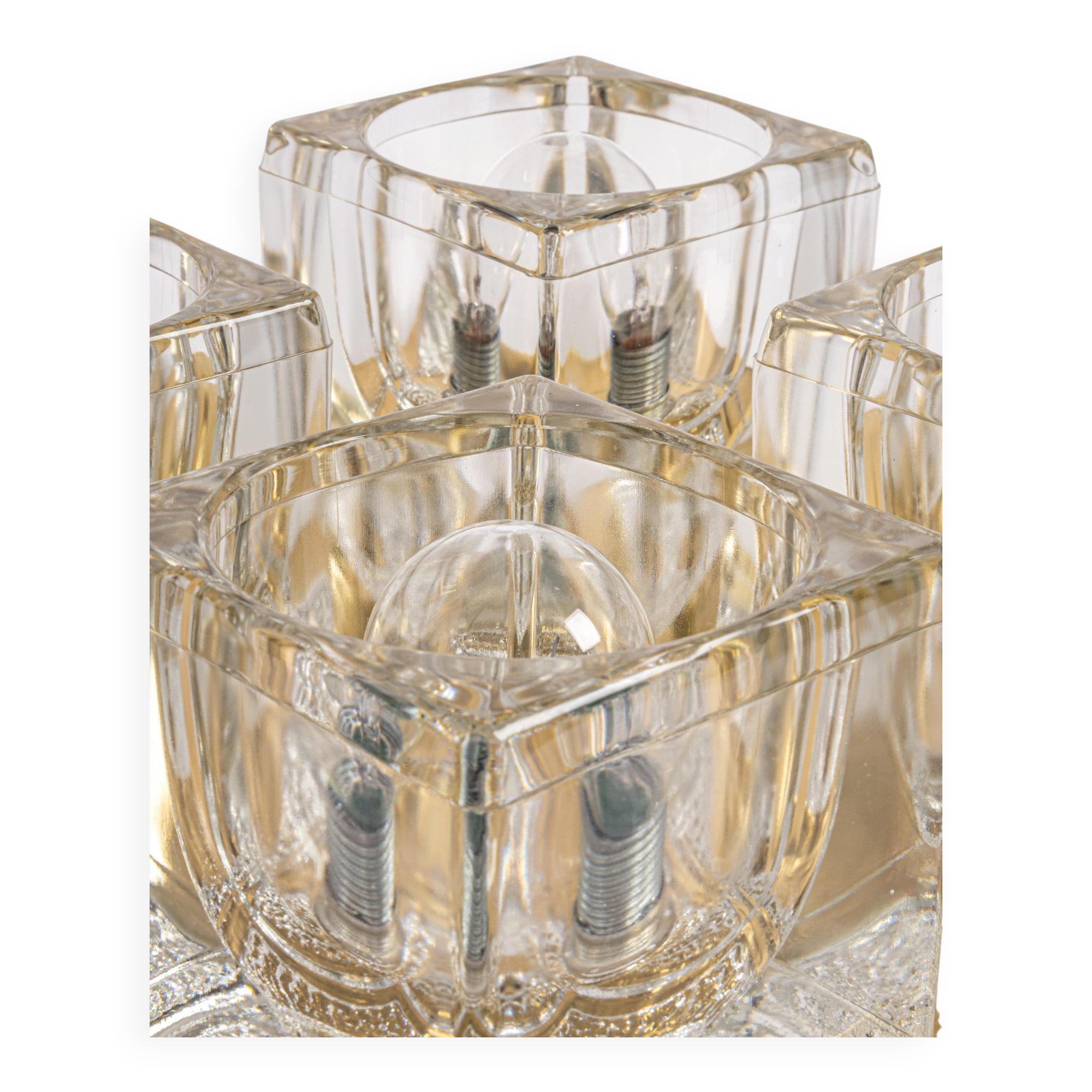 Plafonnier en verre par Peill & Putzler, Allemagne, années 1970