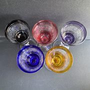 Josephinenhütte - red wine glasses (5) - Art Nouveau - Cut and engraved Crystal Roemer