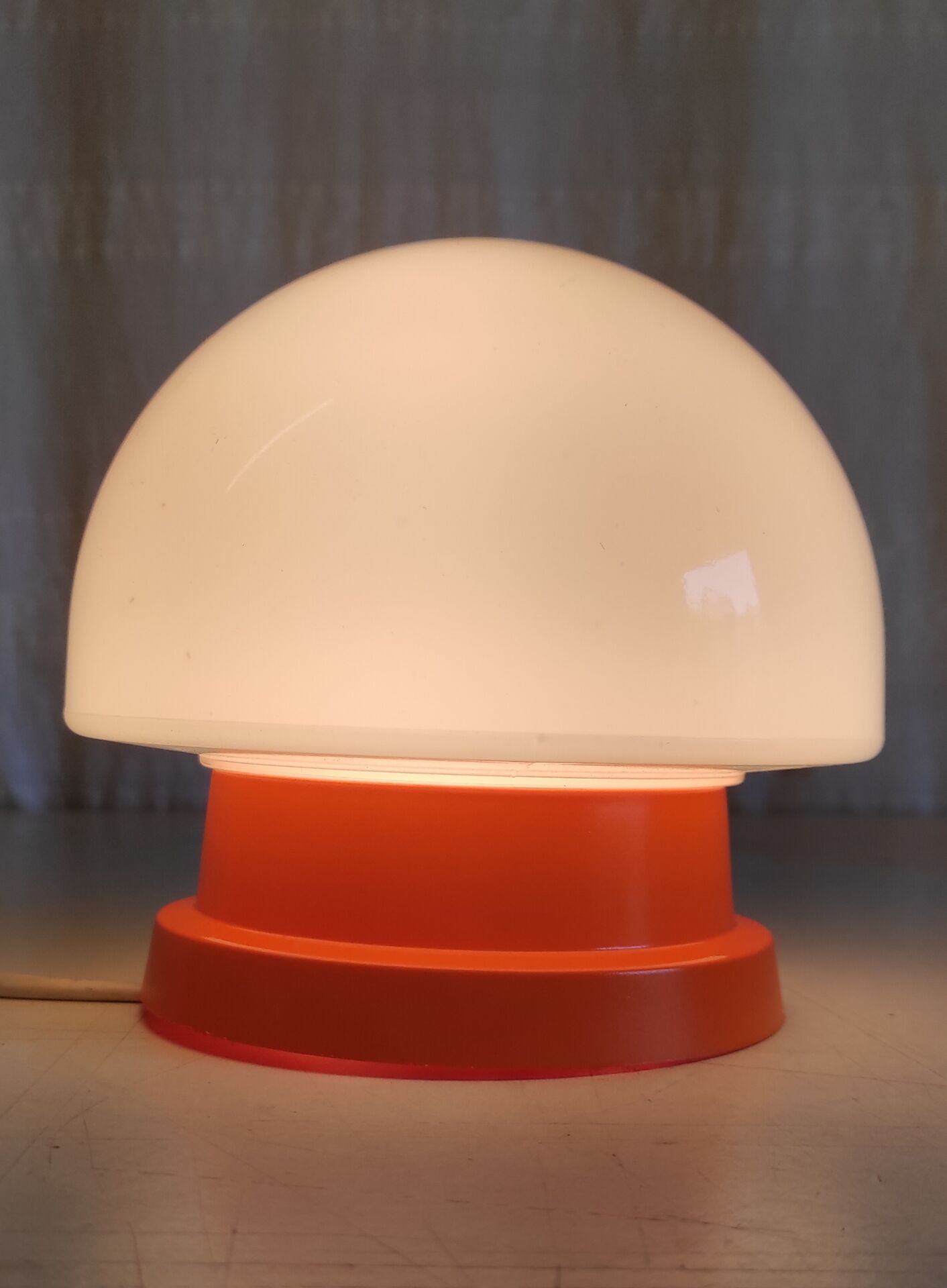 Ceiling light or wall lamp in orange ABS and opal globe - 1970s
