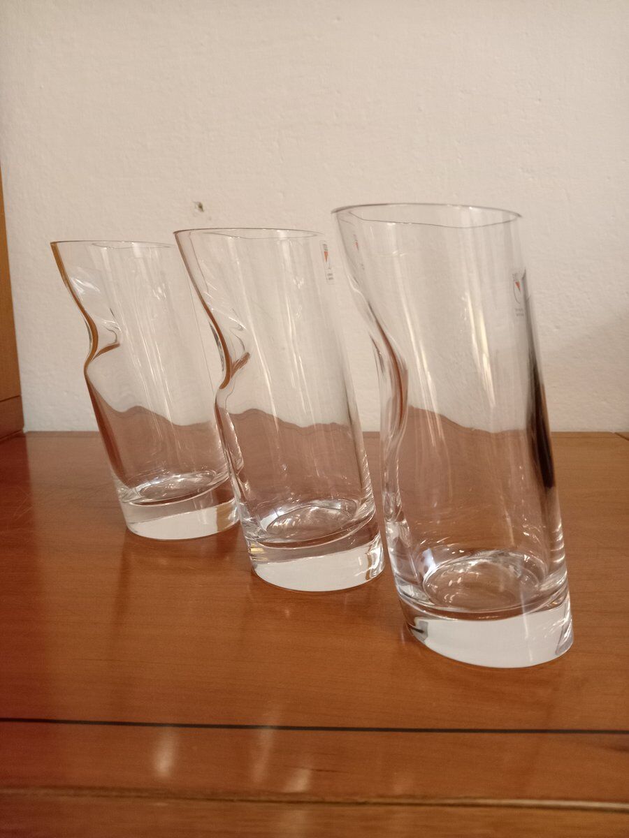 Ice Stopper glasses by Angelo Mangiarotti for Cristallerie Colle, 1980s, set of 3