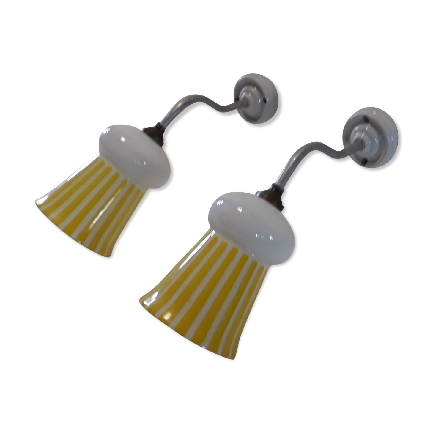 Duo of swan collar wall lamps