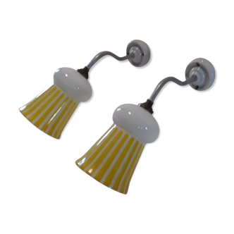 Duo of swan collar wall lamps