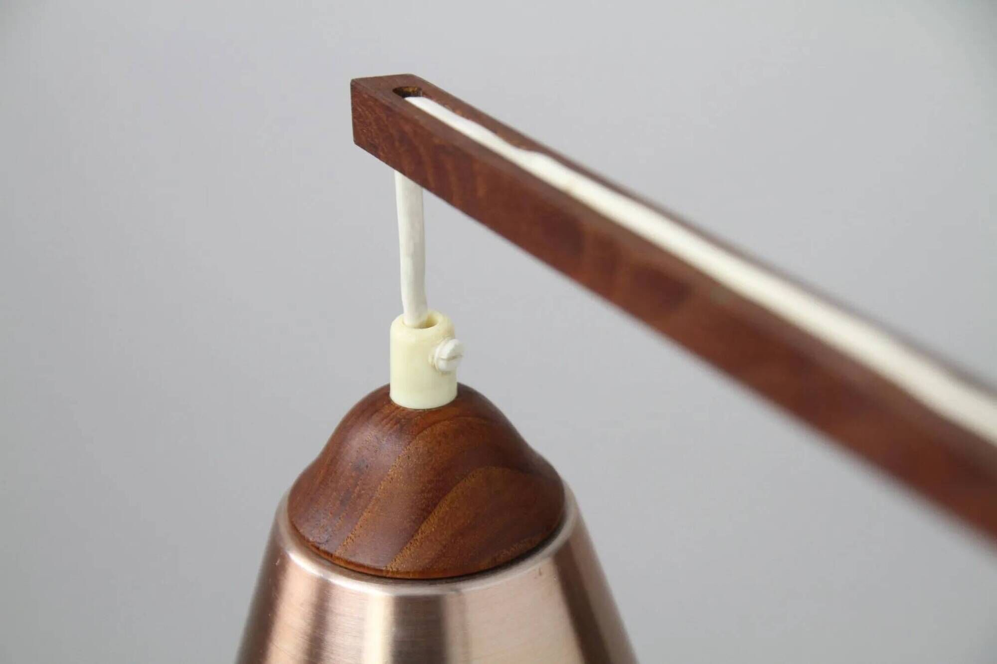Uno & Östen Kristiansson for Luxus Vittsjö — Teak & Copper Wall Lamp, Sweden, 1960s
