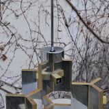 Ceiling lamp in chromed aluminum and brass, 1970