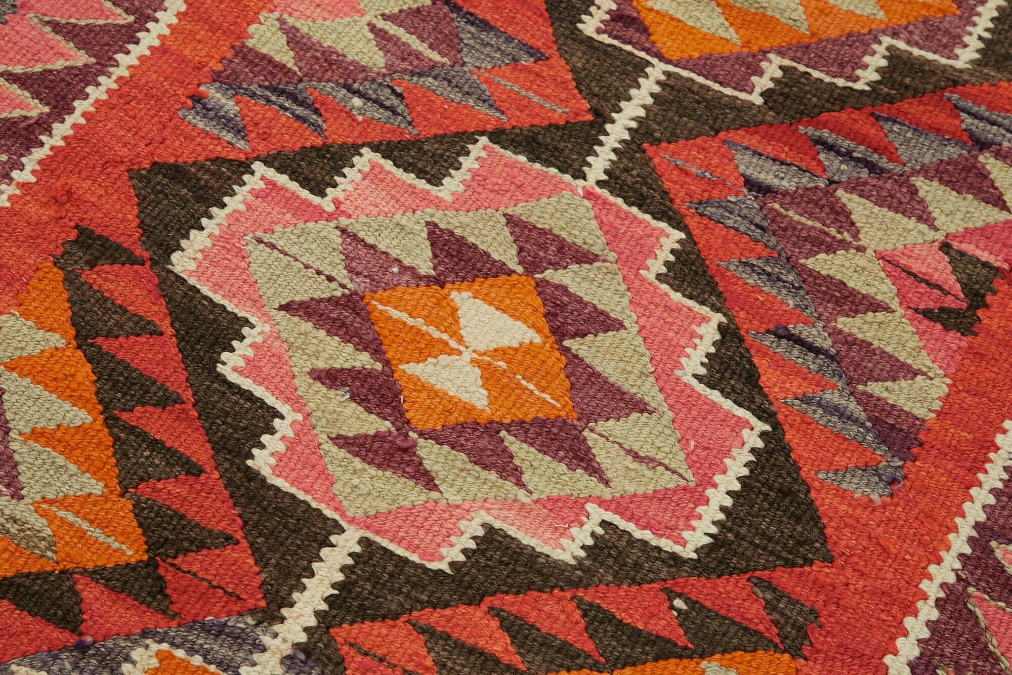 Turkish Handwoven Vintage Herki Kilim 105 cm x 336 cm