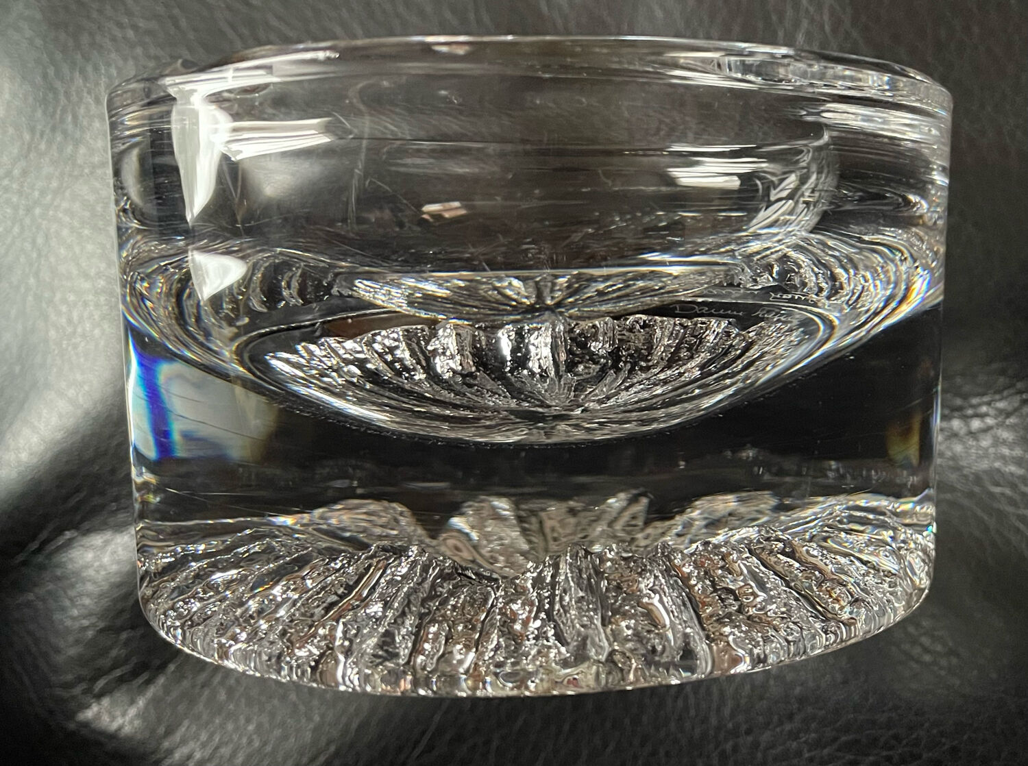 Daum crystal ashtray signed