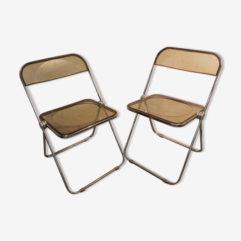 Paire de chaises Plia design Giancarlo Piretti pour Castelli