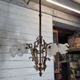 Old bronze chandelier 8 lights, 128cms h